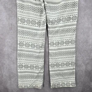 Old Navy White Gray Fleece Snowflake Sleep Pajama Bottoms‎ Pants M Medium thumbnail 6