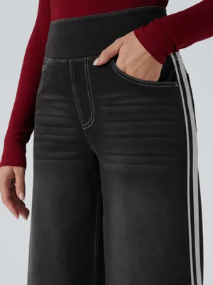 Halara Flex™ High Waisted Stripe Wide Leg Flowy Washed Casual Jeans thumbnail 4