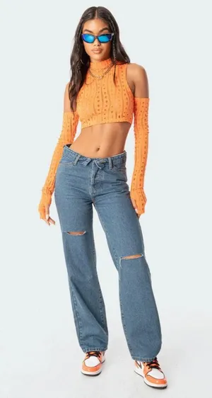 Edikted Folded Jeans Raquel thumbnail 1