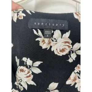 Sanctuary Black Floral Maxi Dress Small Wedding Guest Front Slit V-Neck thumbnail 6
