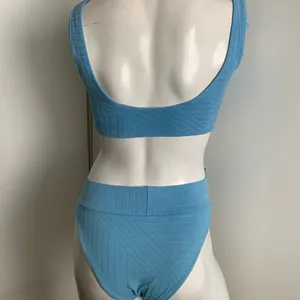 Aerie XS/M blue ribbed high cut cheeky 2 piece bikini thumbnail 5