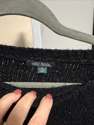 wild fable Black Sparkle Boatneck Crew Sweater thumbnail 2