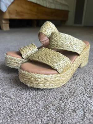 Beach by Matisse Raffia Platform Sandals Sz 8 Tan thumbnail 2