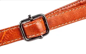 Elegant dark caramel colored leather kiss lock Handbag! New thumbnail 4