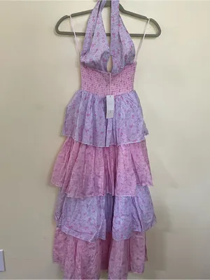 NEW NEW Altar’d State Purple and Pink Floral Fiora Halter Maxi Dress Size XS NWT thumbnail 5