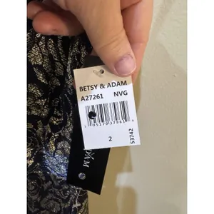 Betsy‎ And Adam Metallic Floral Jacquard Dress Size 2 Slit Halter thumbnail 8