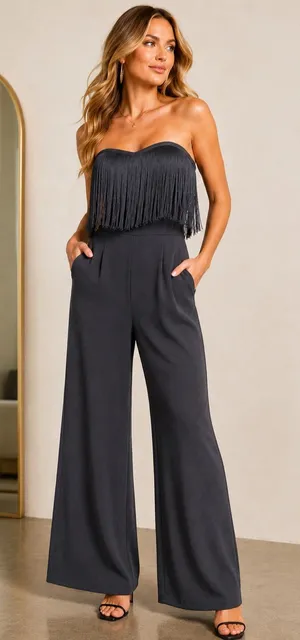 🖤 Jessica Simpson 10th Anniversary‎ Lizbeth Strapless Jumpsuit Medium 🖤 thumbnail 1