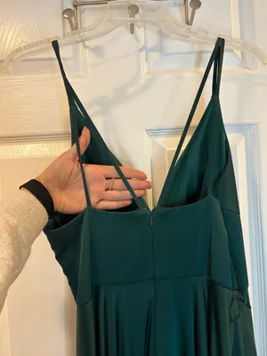 Emerald Green Silk Prom Dress thumbnail 5
