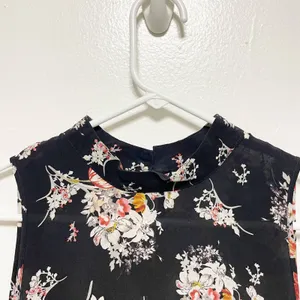 Maeve 100% Silk Sleeveless Sheer Black Floral Blouse thumbnail 5