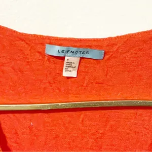 Anthropologie Leifnotes Small Orange Dogflora Eyelet Midi Dress Short‎ Sleeve thumbnail 5