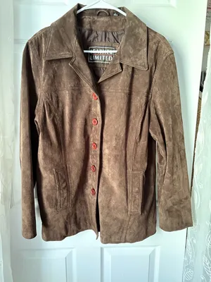 Vintage Leather Limited Suede Button-Up Jacket genuine leather women size L thumbnail 3