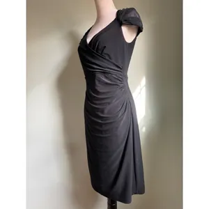LAUREN Ralph‎ Lauren Black Cap Sleeve elegant Faux Wrap Sheath Dress 6 Classic thumbnail 3