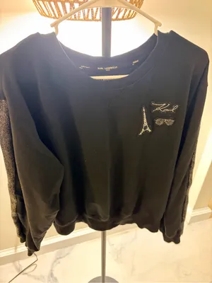 Karl Lagerfeld Black Embellished Crewneck Sweatshirt thumbnail 1