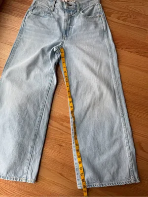 AMO Frida Crop Jeans 26 Light Wash High Rise Wide Leg Denim thumbnail 6