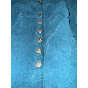 AMI Leather Jacket Women's Medium Teal Country Western‎ Suede Quilted Equestrian thumbnail 13
