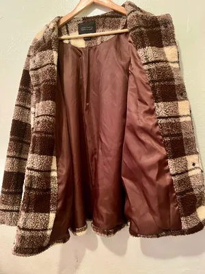 Plaid Snap Button Sherpa Teddy Jacket/ Coat thumbnail 7
