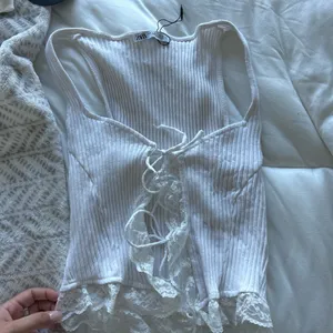 White Zara tank lace tie front thumbnail 3