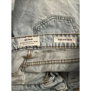 Cotton:On High Rise Mom Denim Shorts Raw Hem Bootie Cutoff Size 8 thumbnail 4