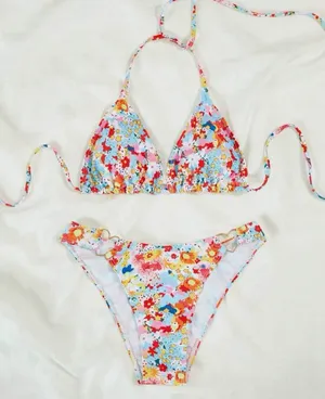 SheIn Floral Print Triangle Bikini thumbnail 1