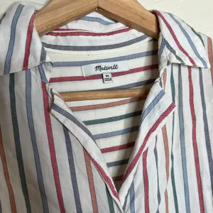 Madewell Women's Park Popover Shirt Rainbow Stripe Palo Multi Antique Cream XS thumbnail 3