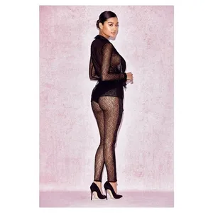 House Of CB London SHEER BLACK LACE TUXEDO AND TROUSERS TWO PIECE SET thumbnail 4