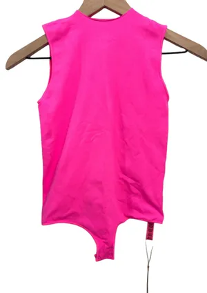 SKIMS ESSENTIALS CREWNECK SEAMLESS BODYSUIT in PINK HIGHLIGHTER NEW S/M thumbnail 4