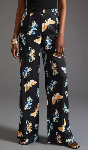 Maeve x Sarah Gordon Anthropologie Butterfly Printed Wide Leg Pants Size 0 thumbnail 1