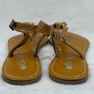 GC Shoes Andrea Beaded T-Strap Slingback Sandals Tan Gold Womens Size 7 Flat‎ thumbnail 4