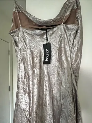 Boohoo Metallic Silver Cowl Slip Dress thumbnail 4
