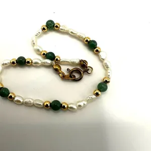 Jade freshwater Pearl stretchy bracelet Green thumbnail 3