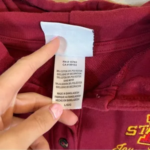 ✨‎ Champion Women’s Red Quarter Button Iowa State Hoodie Large thumbnail 5