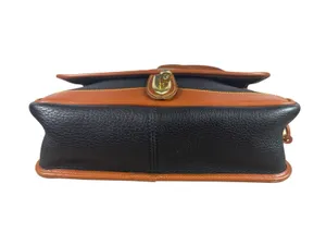 VTG Dooney & Bourke AWL Navy British Tan Pebbled Leather Messenger Top Handle thumbnail 5