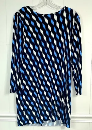 Michael Michael Kors Women’s Blue Diamond Blouson Dress Long Sleeve Blue Size M thumbnail 1