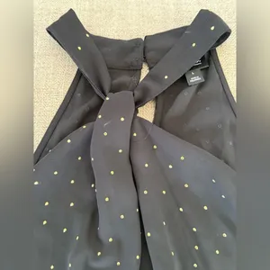 Inc back and gold stud halter cross neck top L Black Size L thumbnail 3