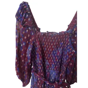 Cleobella Elizabeth Mini Dress‎ Size XS Purple Confetti Metallic Bubble Sleeve thumbnail 4