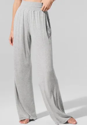 Alo Yoga Semi-Sheer Delicate Lounge Flare Pant Athletic Heather Grey XS thumbnail 1