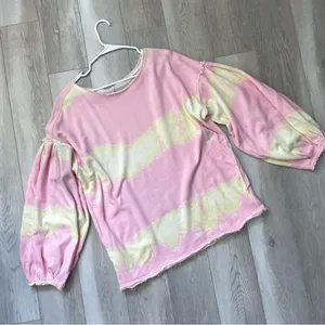 Free People Sweatshirt tie dye feels right womens Pink Yellow (small) hippie thumbnail 4