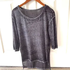 Free People grey burn out high low shirt thumbnail 2