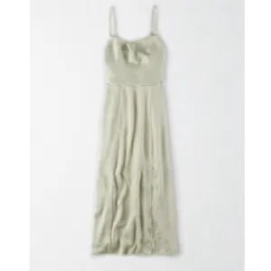 American Eagle Outfitters Satin Cowl Neck Midi Dress Sage Green Large Spring thumbnail 2