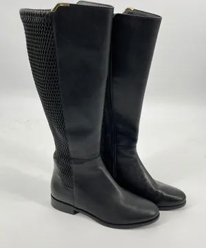 Cole Haan Black‎ Leather Knee High Riding Boots Women's Size 6B Equestrian thumbnail 1