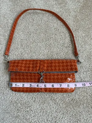Jazzd Lightweight Orange Houndstooth Small Shoulder Bag thumbnail 3
