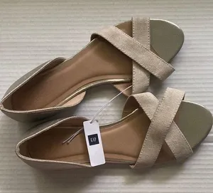 NWT Gap women’s gold open toe fabric leather slide shoes, size 10 thumbnail 1