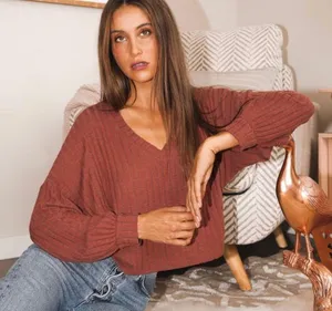 Lulus Style Forecast Rust Red Ribbed Sweater Top thumbnail 1