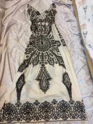 Black and white floral halter dress thumbnail 7