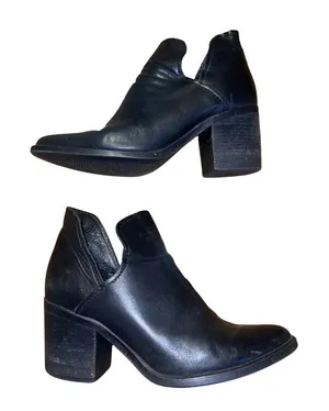 Steve Madden Petra Open Side Bootie Leather Boots SZ 8 Block Heel BOHO Chic thumbnail 1