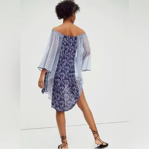 Free People Because I Love You Floral High-Low Top in Blue Floral Print thumbnail 8