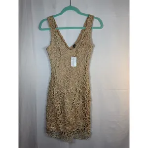 Windsor Dress Womens S Gold Gold Beaded Sequin Bodycon Mini V-Neck thumbnail 3