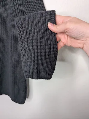 Quince Organic Cotton Black Knit Fisherman Sweater Size S thumbnail 7