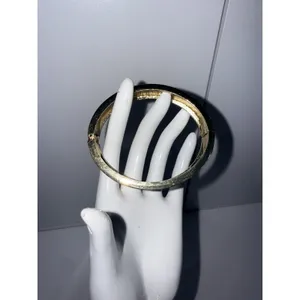 Equestrian Chunky Clamper Bracelet Vintage Horse Bit Polo Preppy 7"‎ Black Gold thumbnail 3