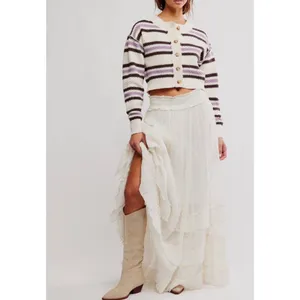 NWT Free‎ People | FP Lila Stripe Cardi / Ivory Combo Sz Small thumbnail 3